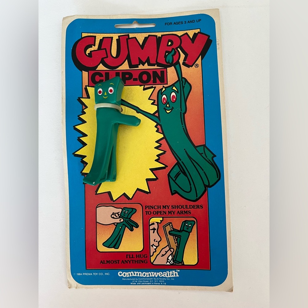 vintage Gumby Clip-On toy from 1984 by Commonwealth Toy & Novelty Co Collectible